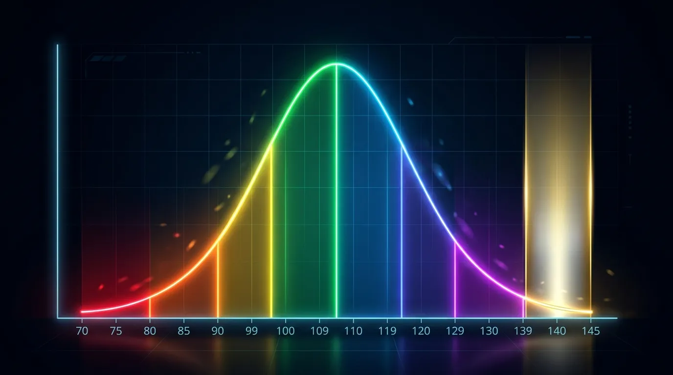 Standard IQ score distribution bell curve